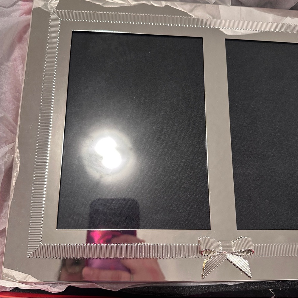 Kate Spade Grace Avenue Double Invitation Frame 5 x 7 Inch Silverplate Like New - Picture 3 of 9